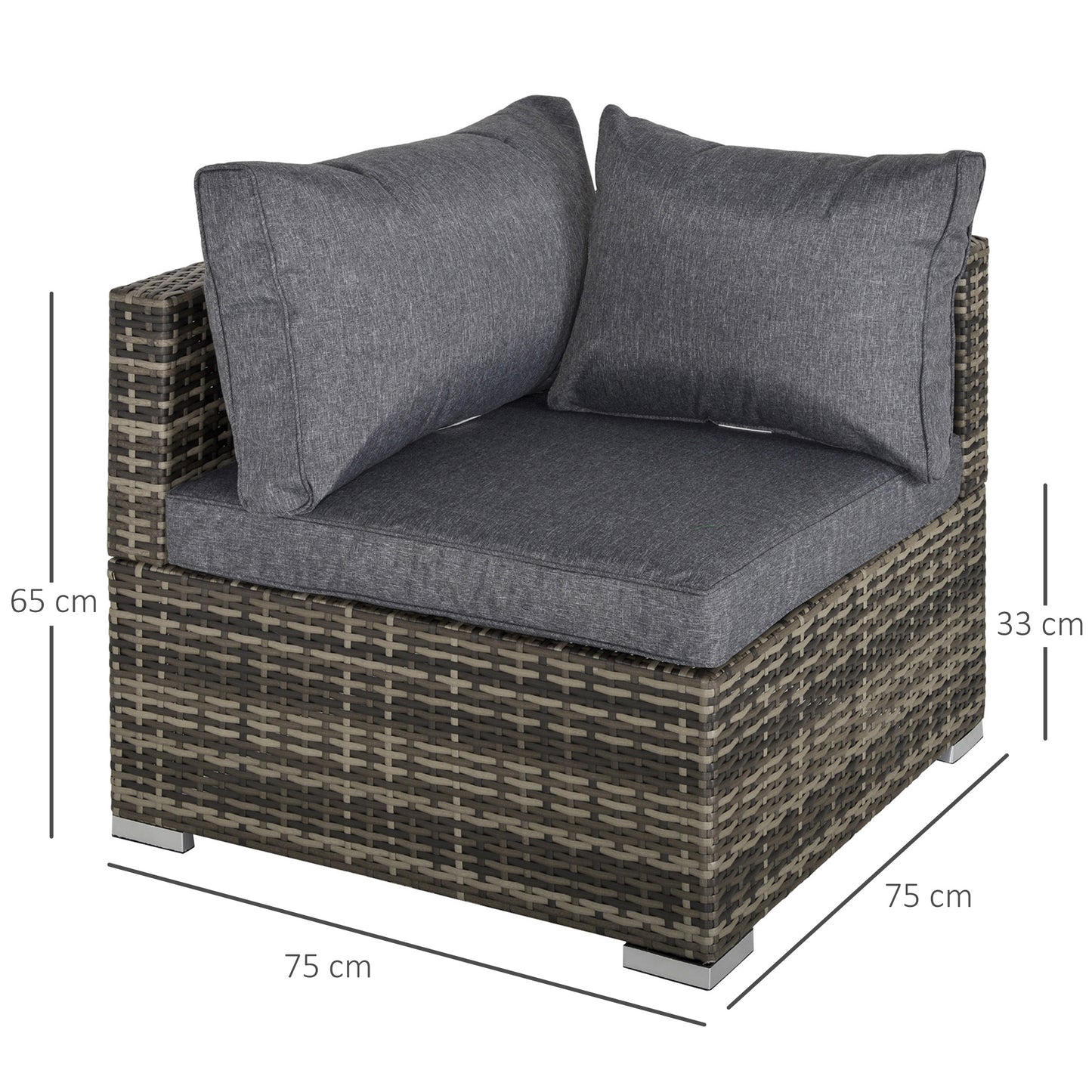 Garden Outdoor Rattan Corner Sofa,Single Sofa,Coffee Table Grey/Deep Grey