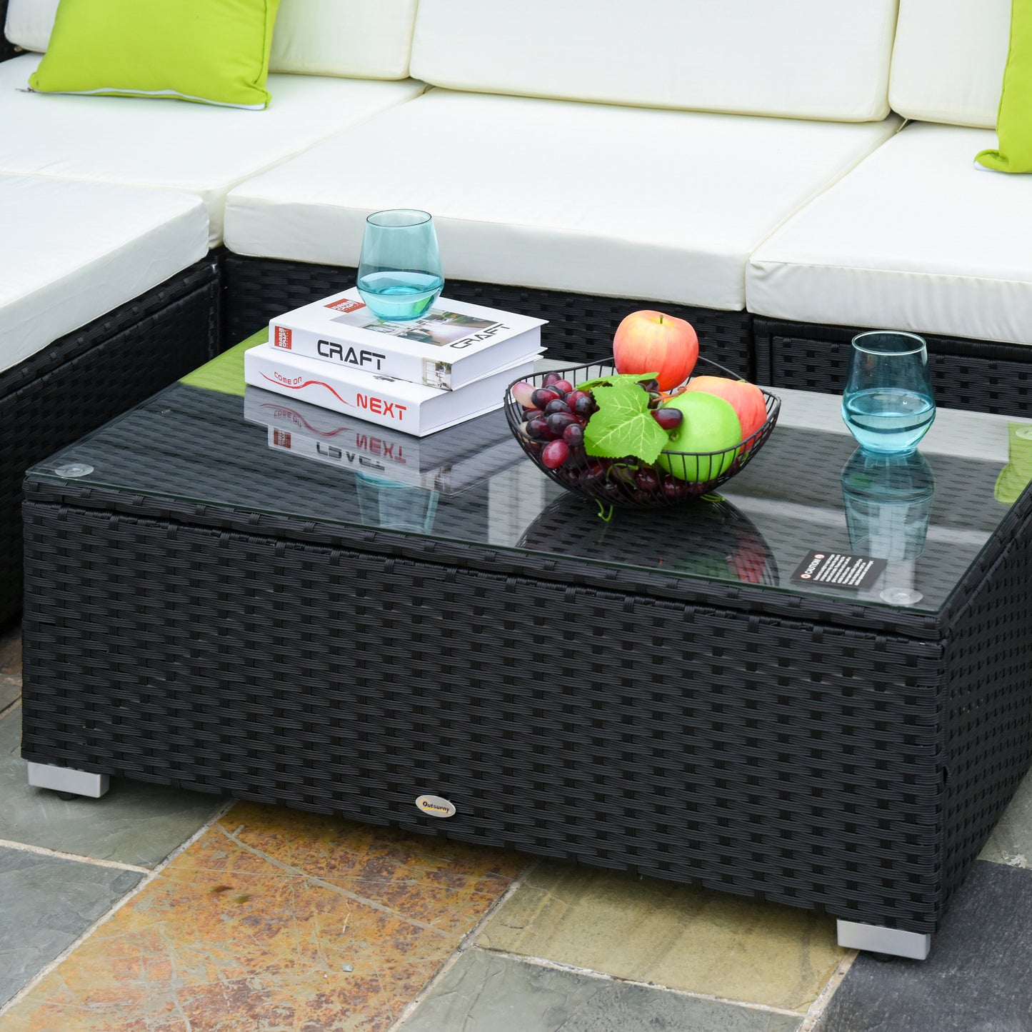 5 Pieces Rattan Sofa Set Wicker Sectional Furniture Cushion Black Brown Grey