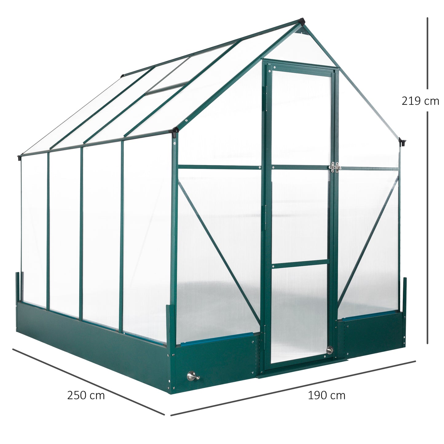 Walk-In Greenhouse Outdoor Polycarbonate Aluminium with Foundation Plant Bed
