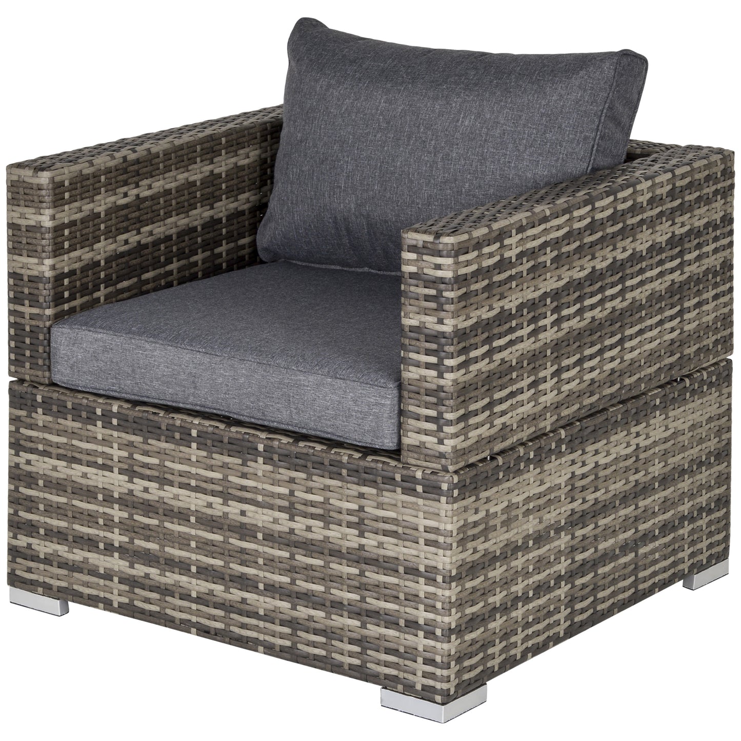 Garden Outdoor Rattan Corner Sofa,Single Sofa,Coffee Table Grey/Deep Grey
