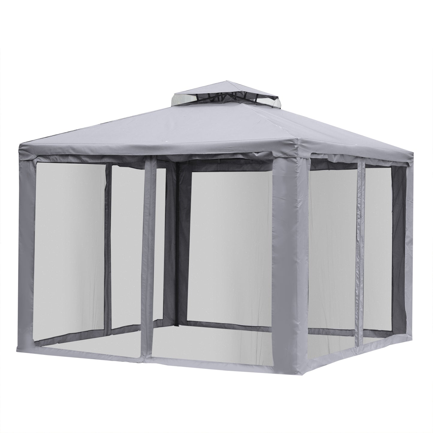 3 X 3(M) Metal Gazebo Outdoor 2-Tier Roof Marquee Party Tent with Netting