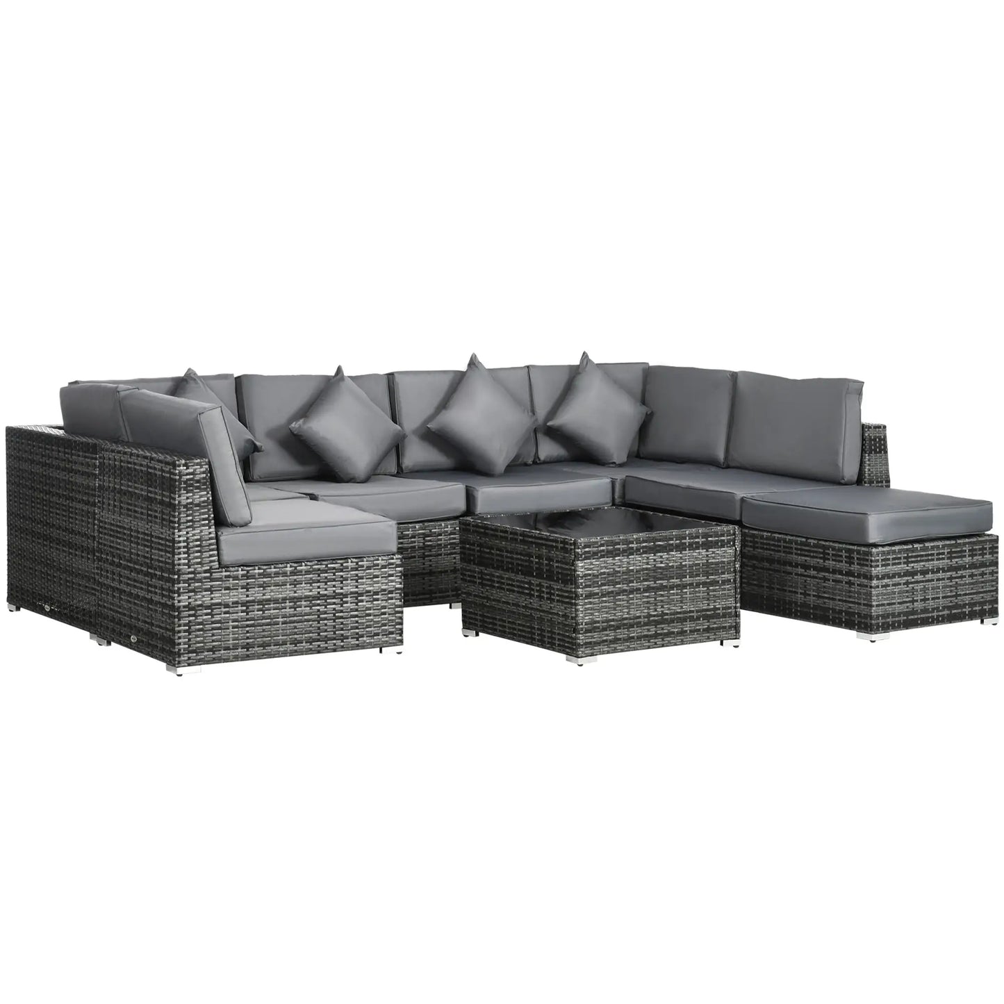 Outsunny 8 Pieces PE Rattan Corner Sofa Set