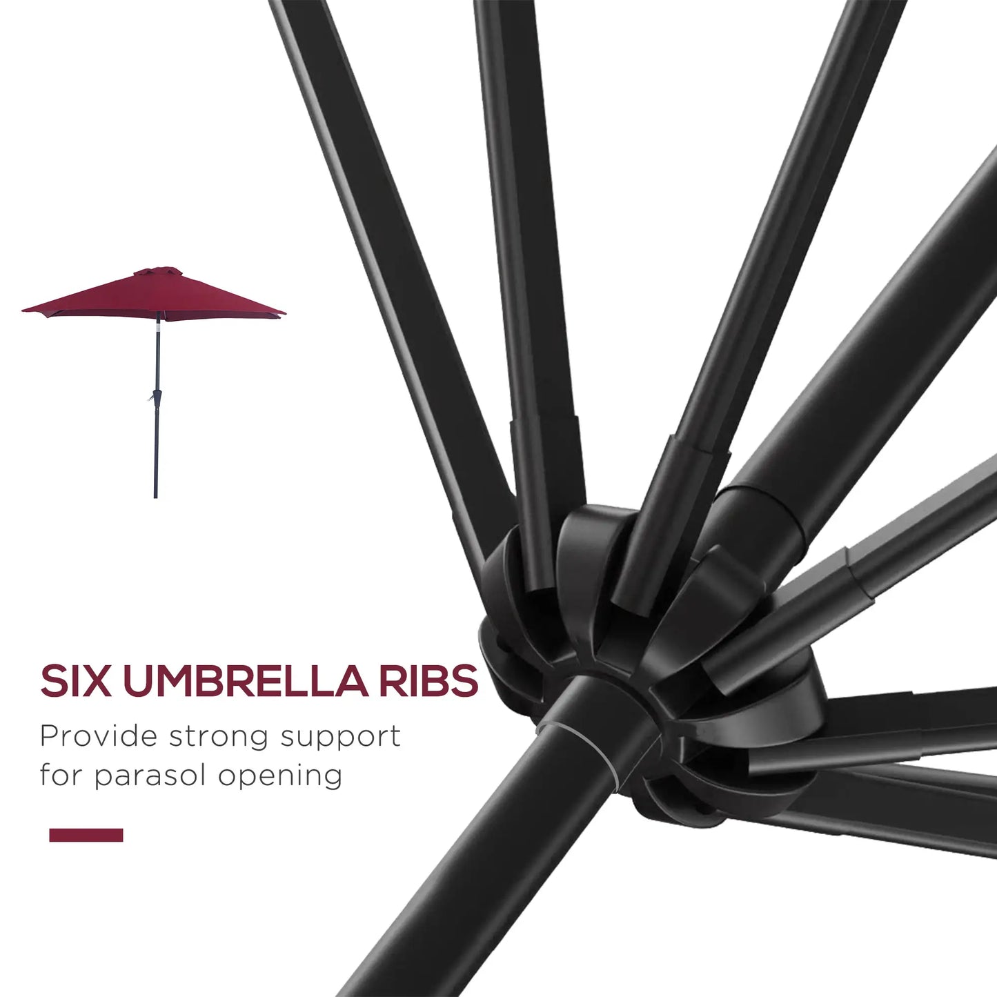 Outsunny 2.6M Garden Parasol Umbrella with Tilt