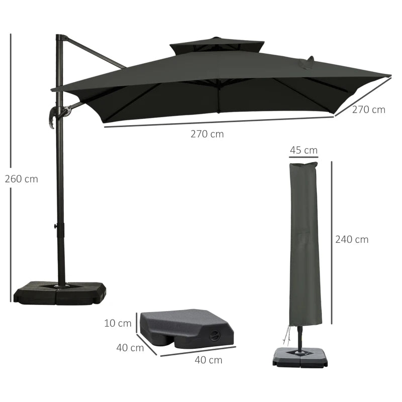 Outsunny Cantilever Parasol 360 Degree Rotation