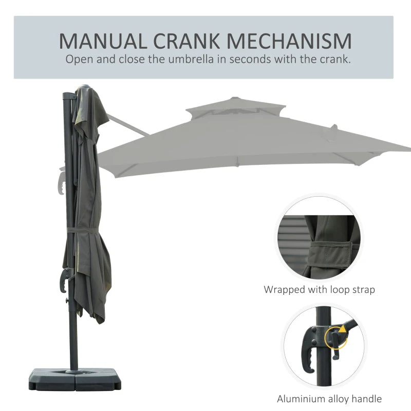 Outsunny Cantilever Parasol 360 Degree Rotation