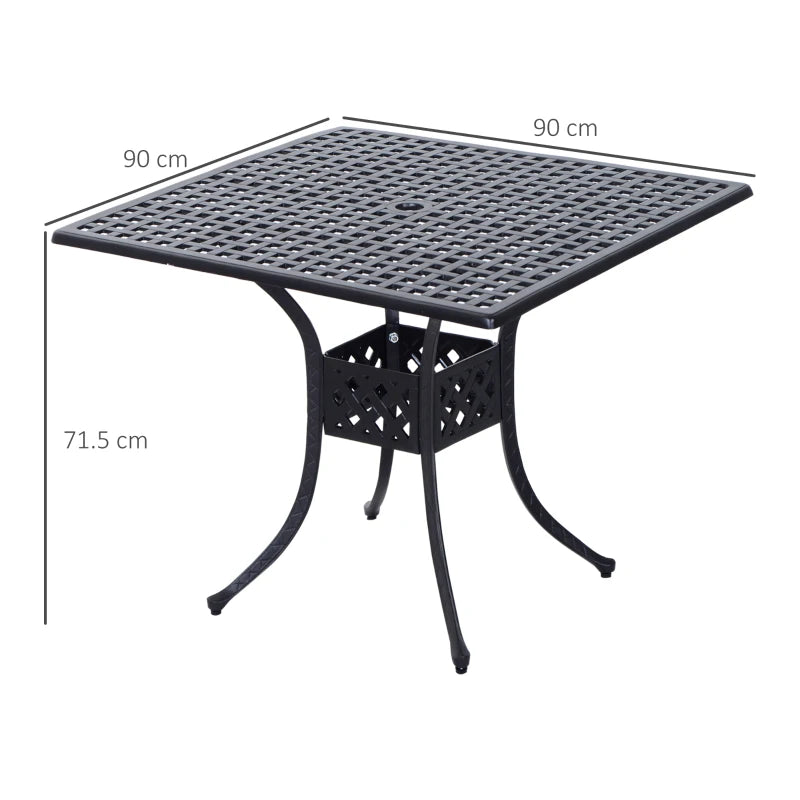 Outsunny 90cm Square Garden Table with Umbrella Hole