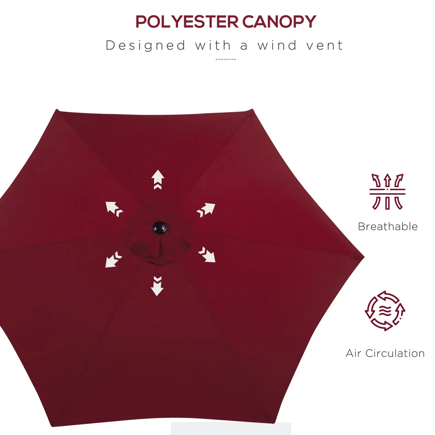 Outsunny 2.6M Garden Parasol Umbrella with Tilt