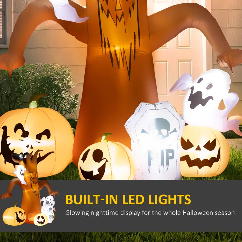 Outsunny 7.9FT Tall Halloween Inflatable Ghost Tree with Pumpkins