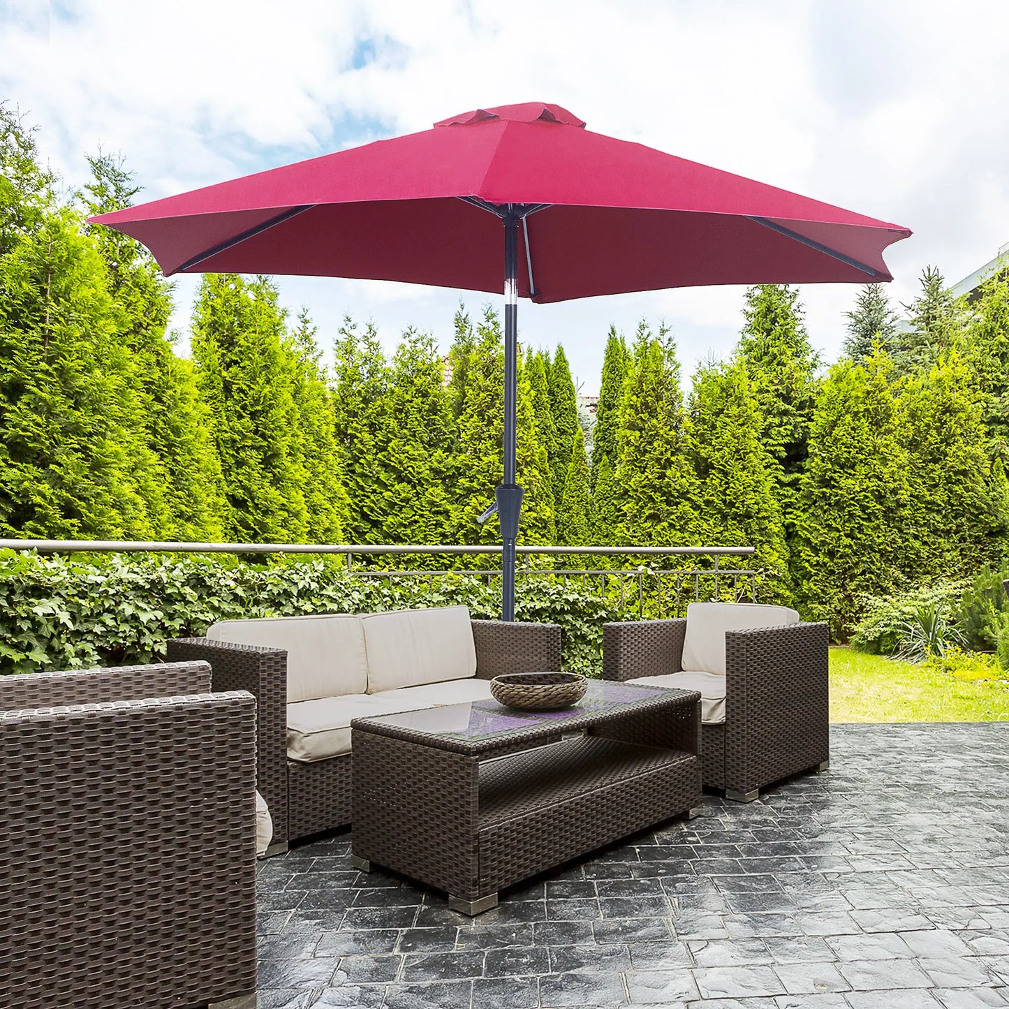 Outsunny 2.6M Garden Parasol Umbrella with Tilt