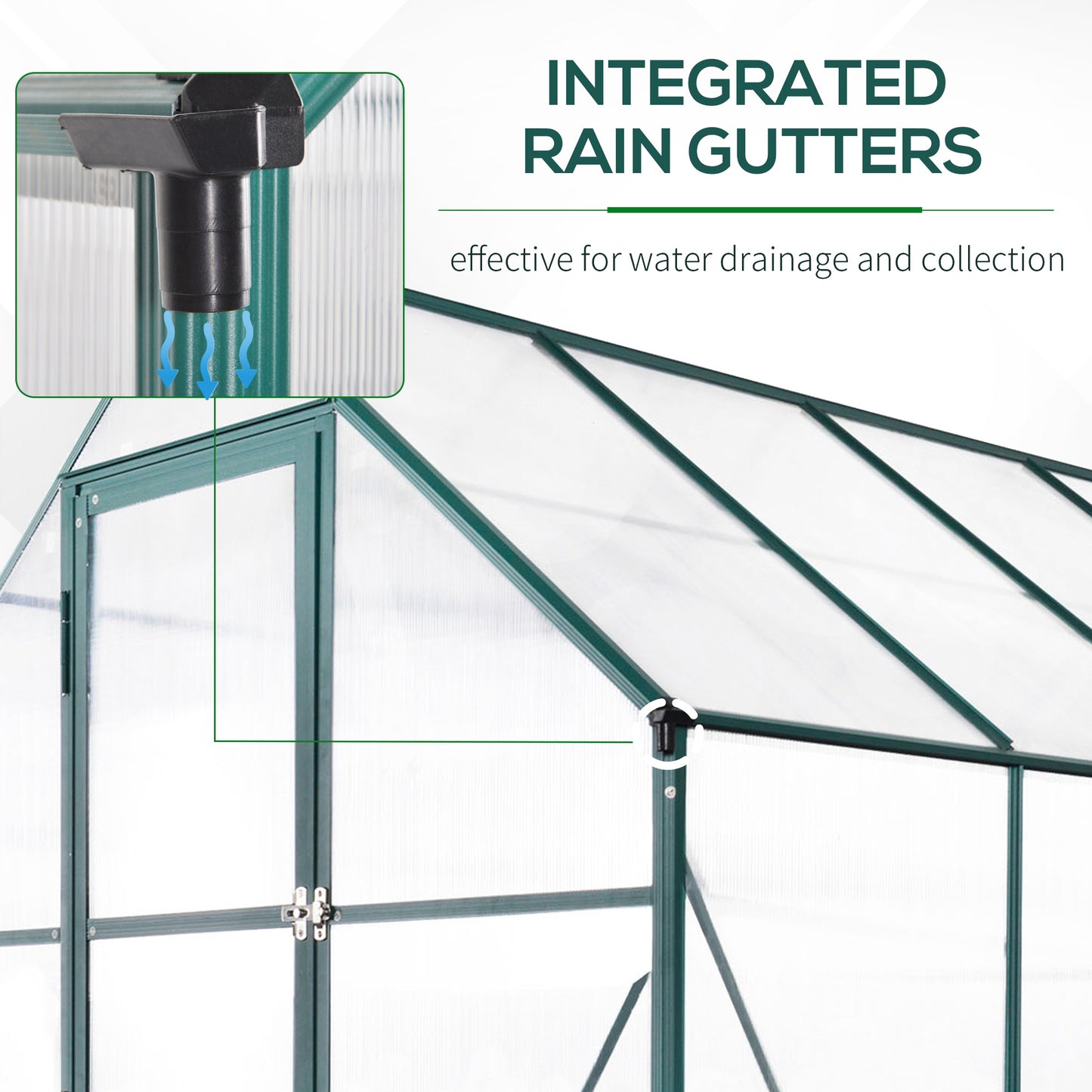 Walk-In Greenhouse Outdoor Polycarbonate Aluminium with Foundation Plant Bed