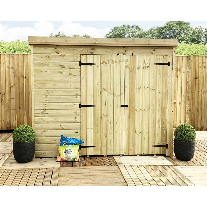 Tonks 8 X 7 Windowless Pressure Treated Tongue and Groove Pent Shed with Double Doors