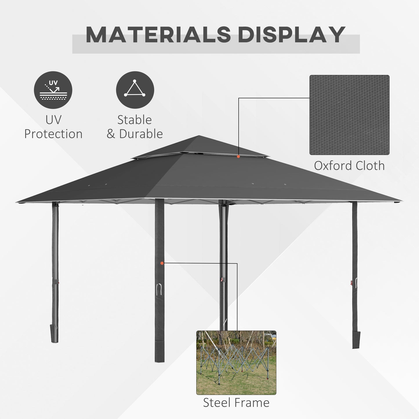 4 X 4M Outdoor Pop up Canopy Tent Gazebo W/ Steel Frame Adjustable Legs and Bag