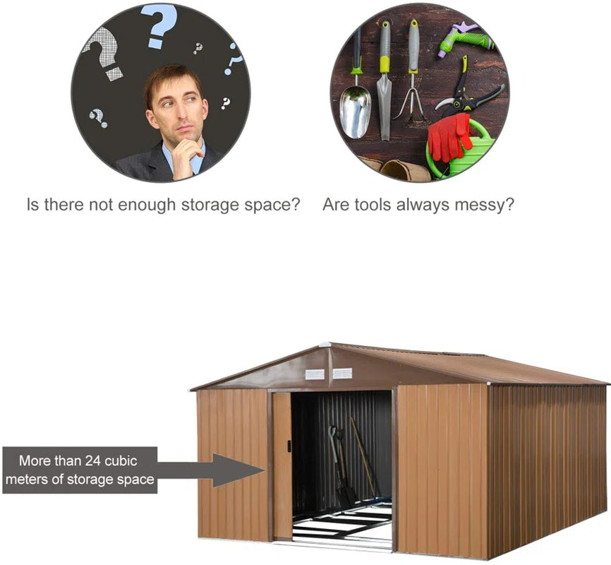 11 Ft. W X 13 Ft. D Metal Garden Shed