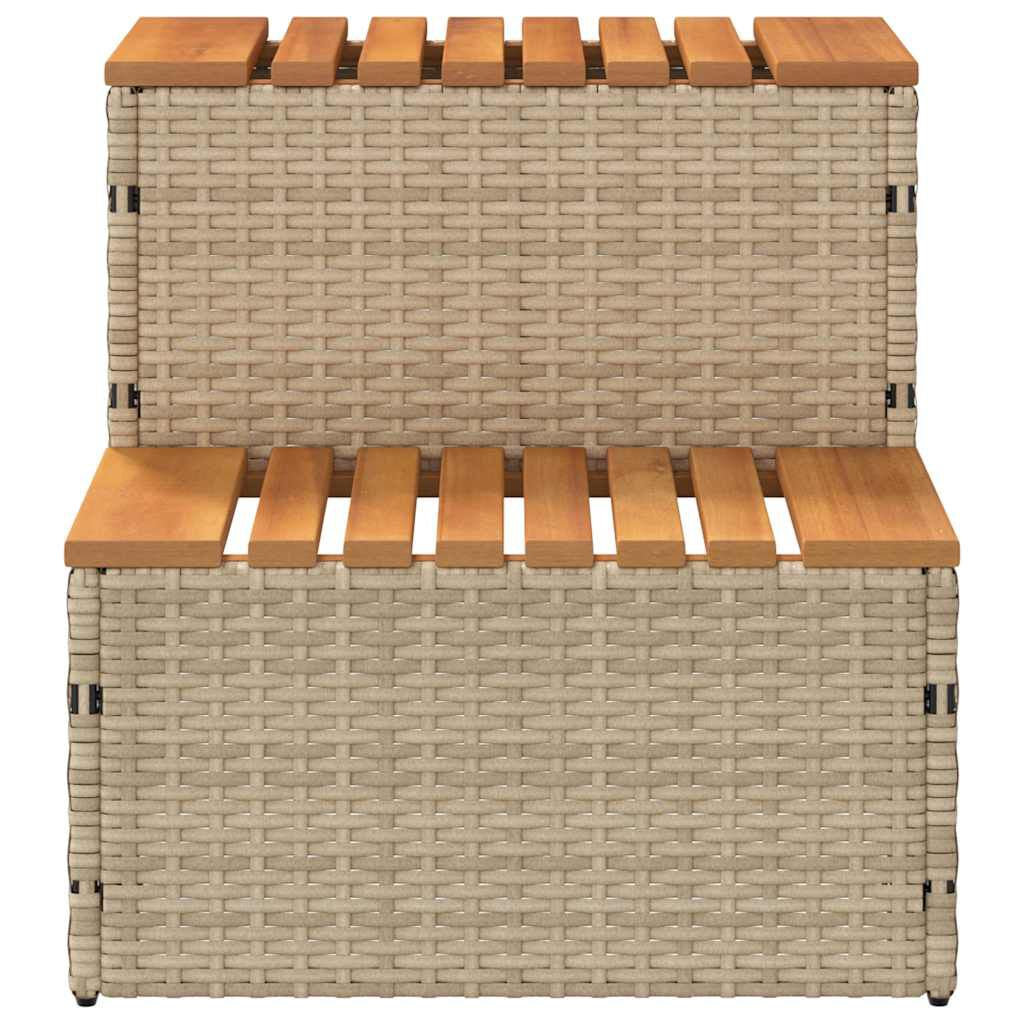 Hot Tub Step Beige 50X50X50.5 Cm Poly Rattan and Solid Acacia