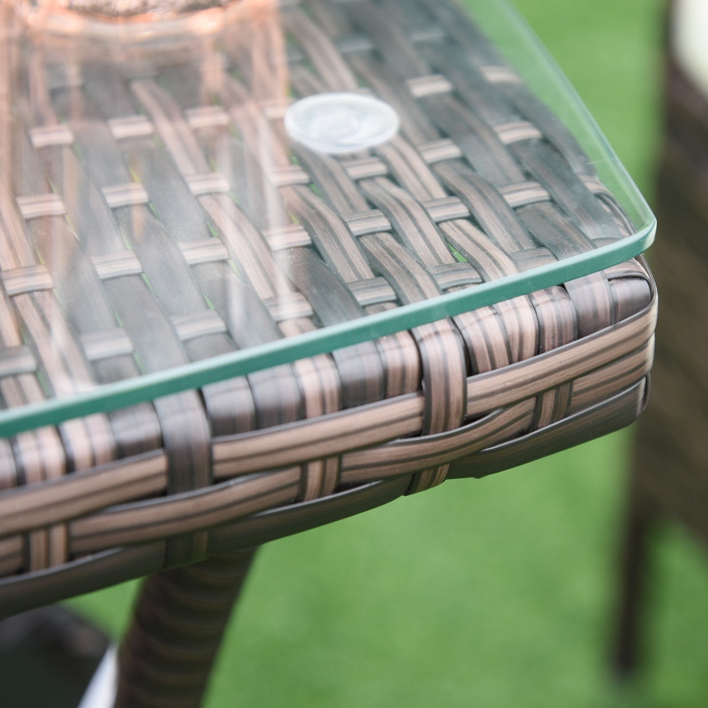 Outsunny Rattan Bistro Set Cushion Patio Garden Chair Table Brown UV Resistant