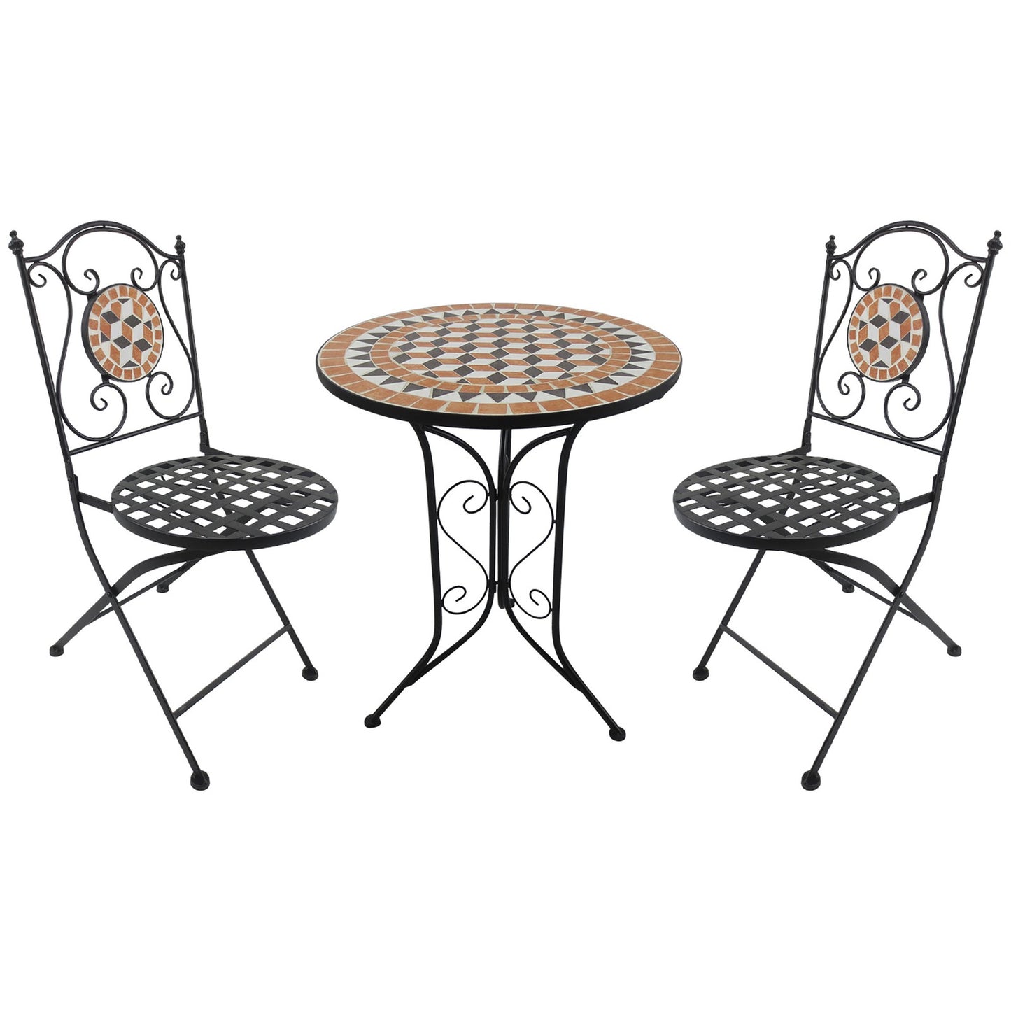 3 Pcs Mosaic Bistro Table Chair Set Patio Garden Dining Furniture Outdoor