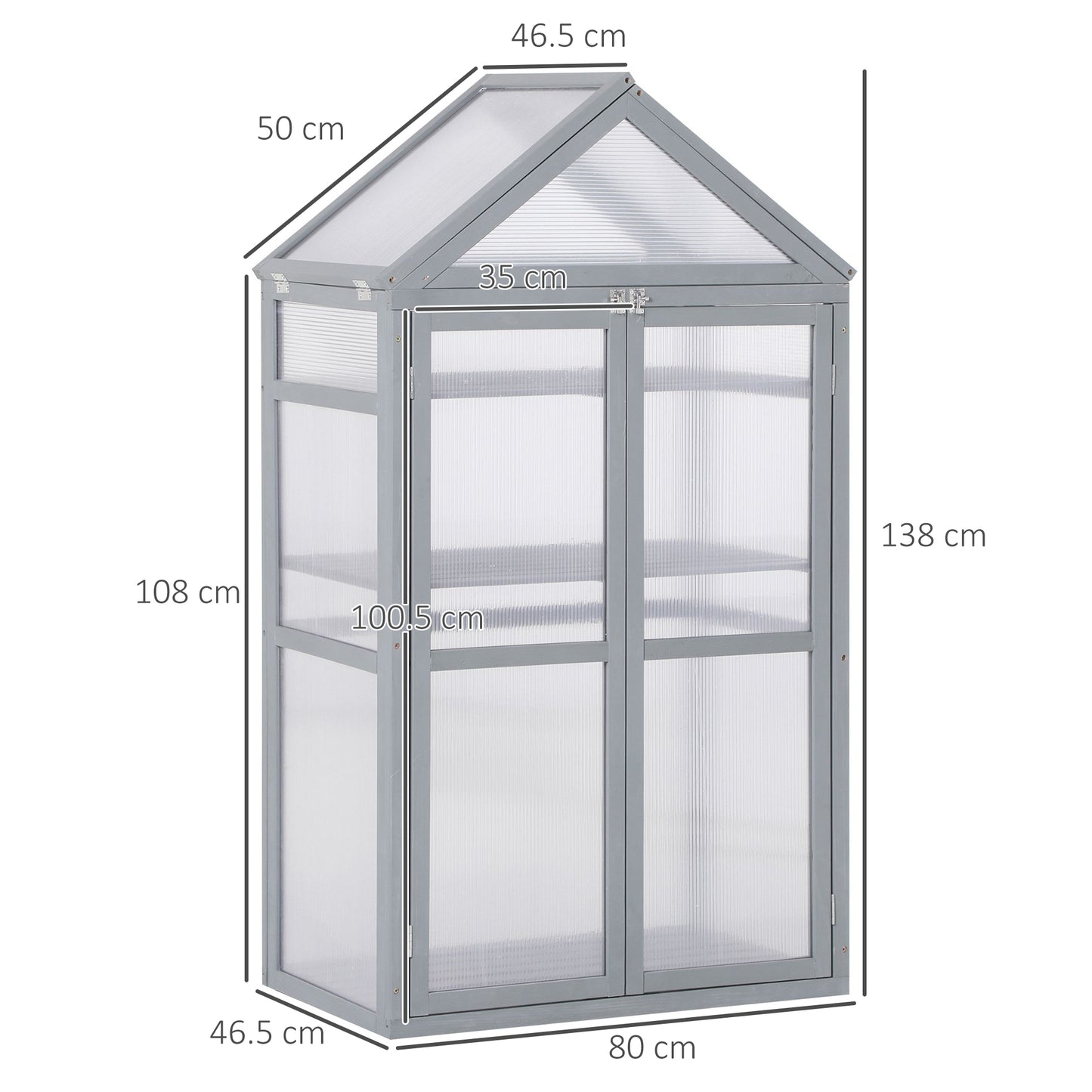 80 X 47 X 138 Cm Wooden Cold Frame Greenhouse for Plants Vegetables Flowers