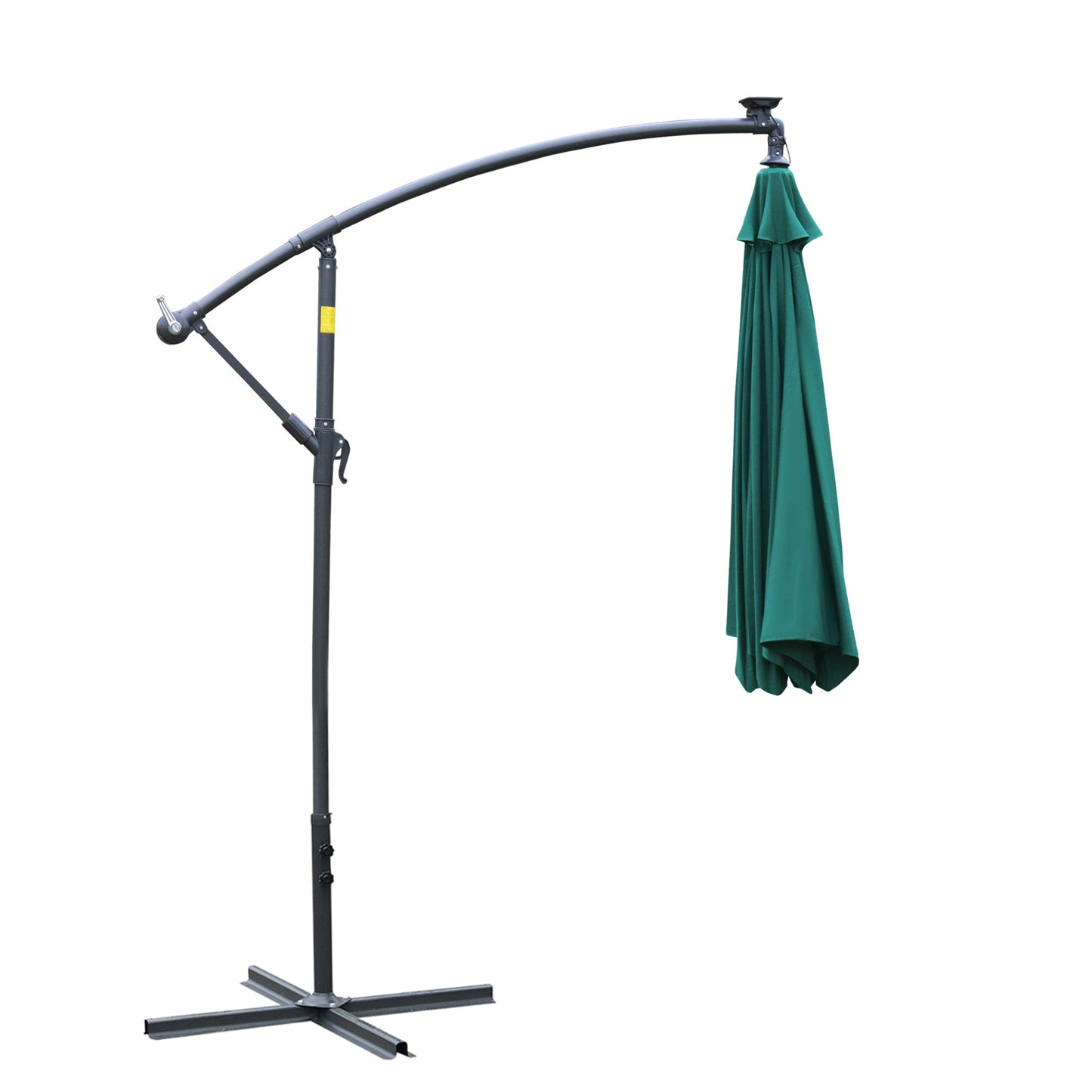 3(M) LED Patio Banana Umbrella Cantilever Parasol W/ Solar Lights Crank Handle