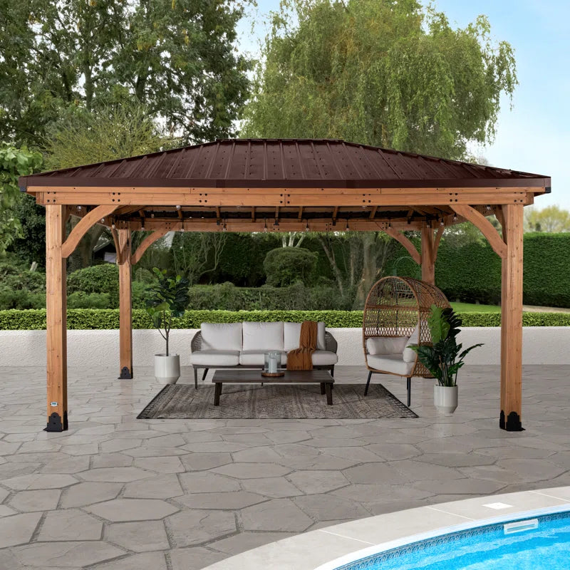 Barrington Cedar Patio Gazebo 4.8M X 3.6M (16Ft X 12Ft)