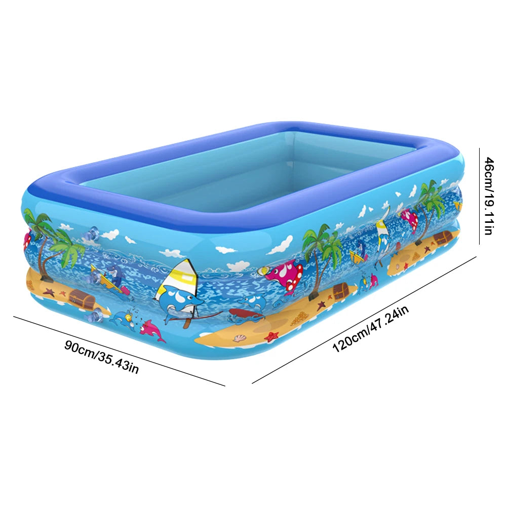 Inflatable Swimming Pool PVC Framed Swimming Pool Cartoon Pattern Water Play Pool for Summer Outdoor Indoor