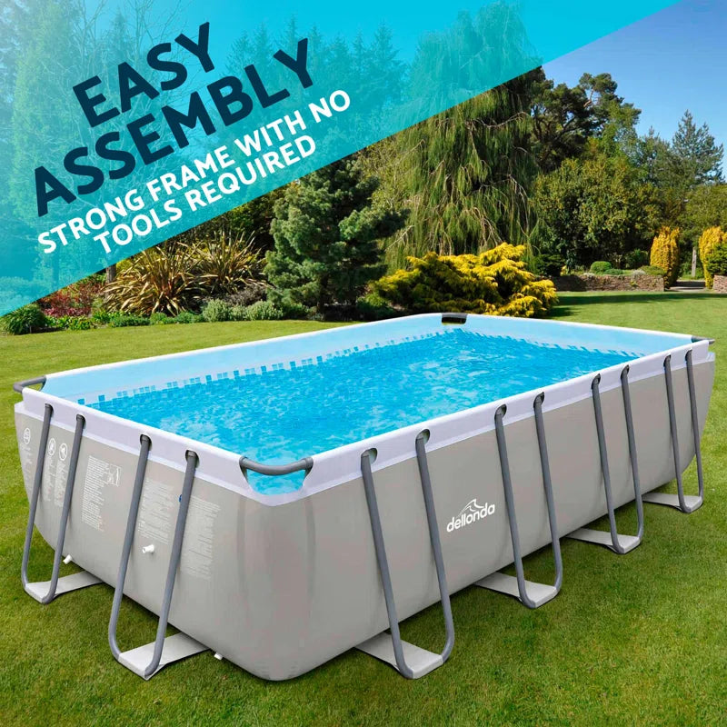 Plastic Rectangle Frame Set Pool 122Cm H X 305Cm W X 549Cm L , with Pump Included