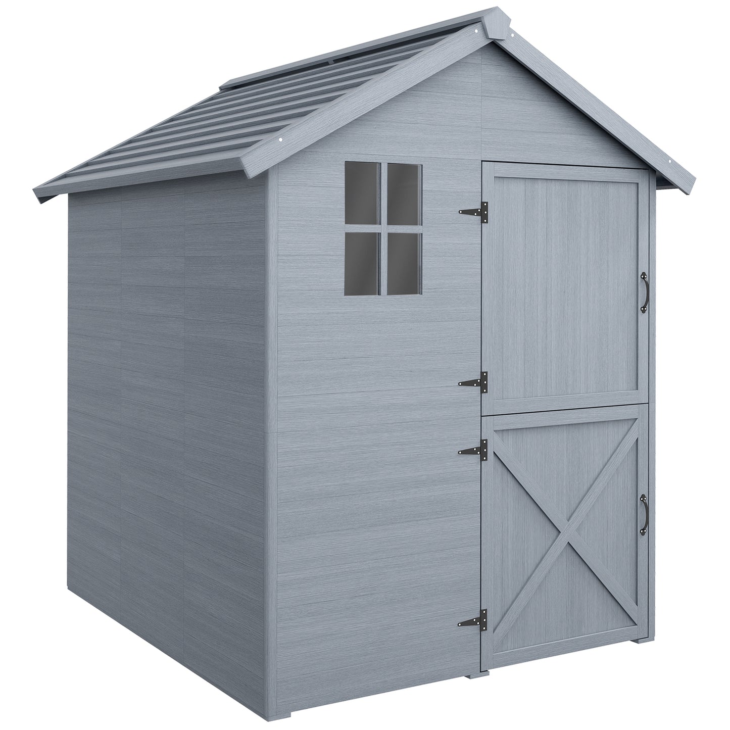 6 X 6.5FT Wooden Shed, Outdoor Storage Shed with Floor and Clear Window
