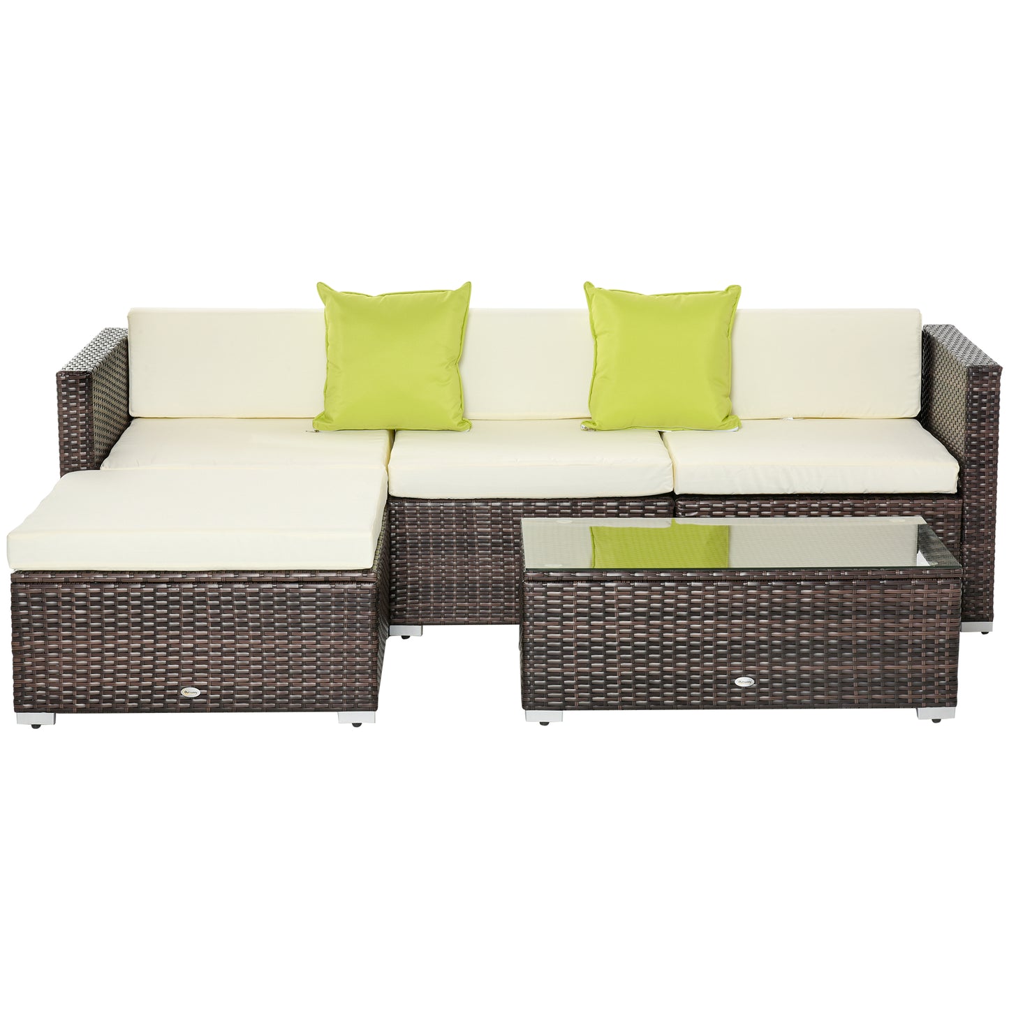 5 Pieces Rattan Sofa Set Wicker Sectional Furniture Cushion Black Brown Grey