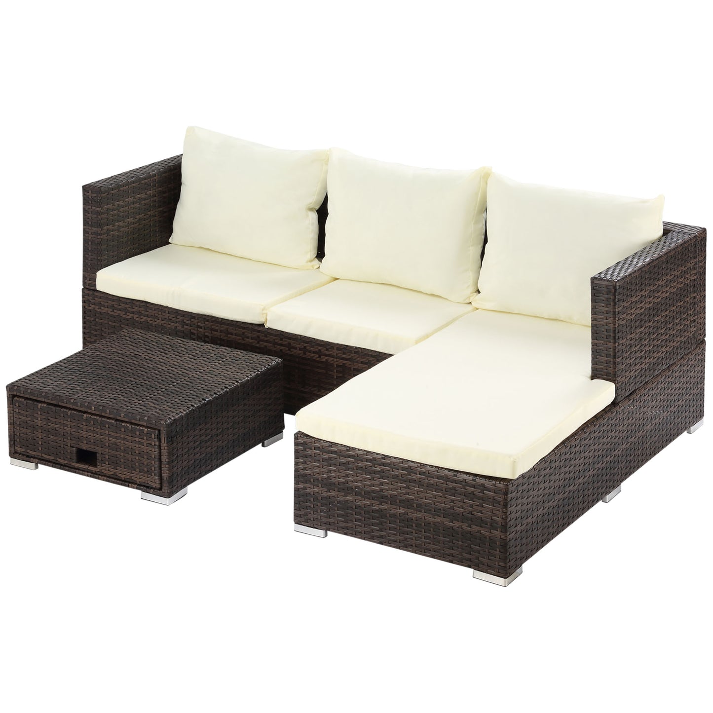 Rattan Garden Furniture Sofa Patio Conservatory Wicker W/Cushion 4-Seater