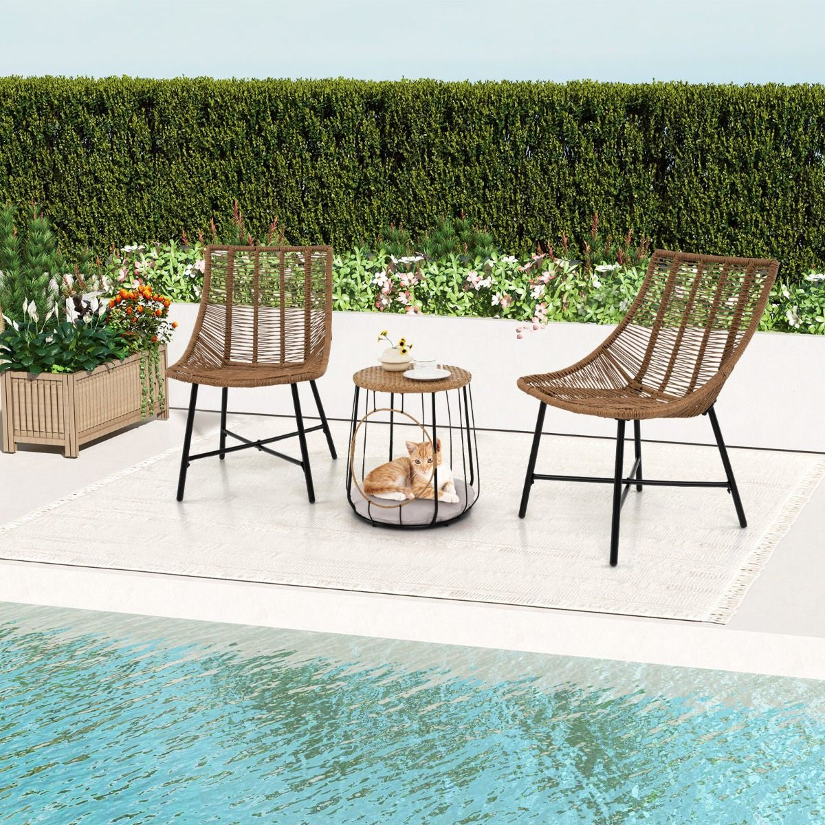 3 Piece Outdoor Furniture Set with Pet House
