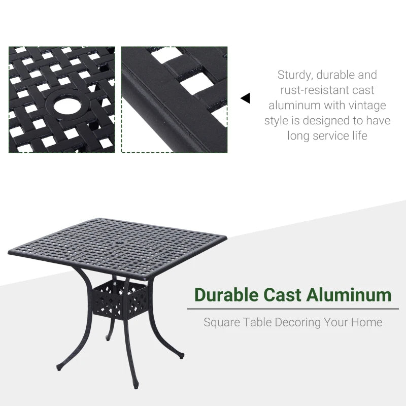 Outsunny 90cm Square Garden Table with Umbrella Hole