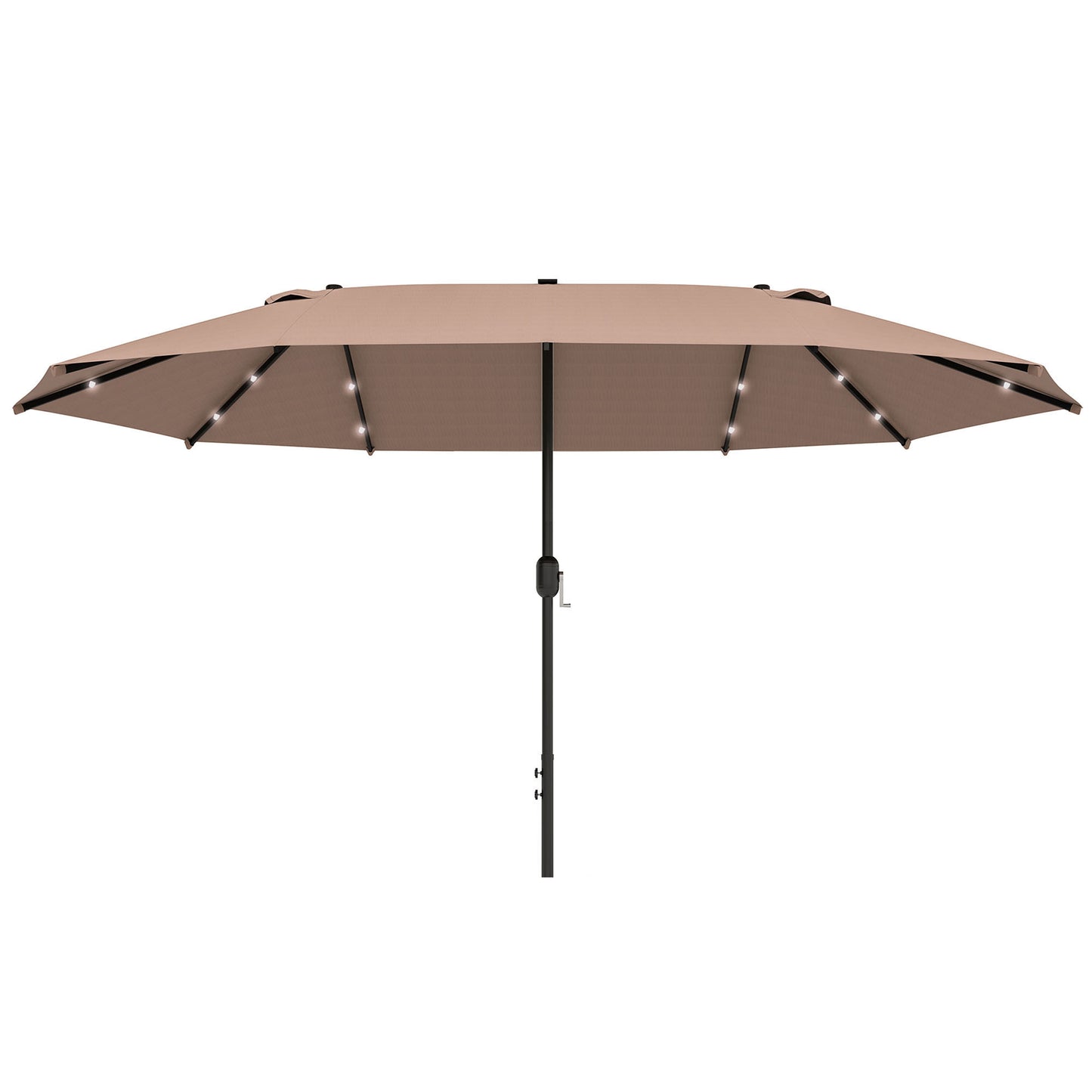 4.4M Double-Sided Sun Umbrella Patio Parasol with LED Solar Lights for Garden