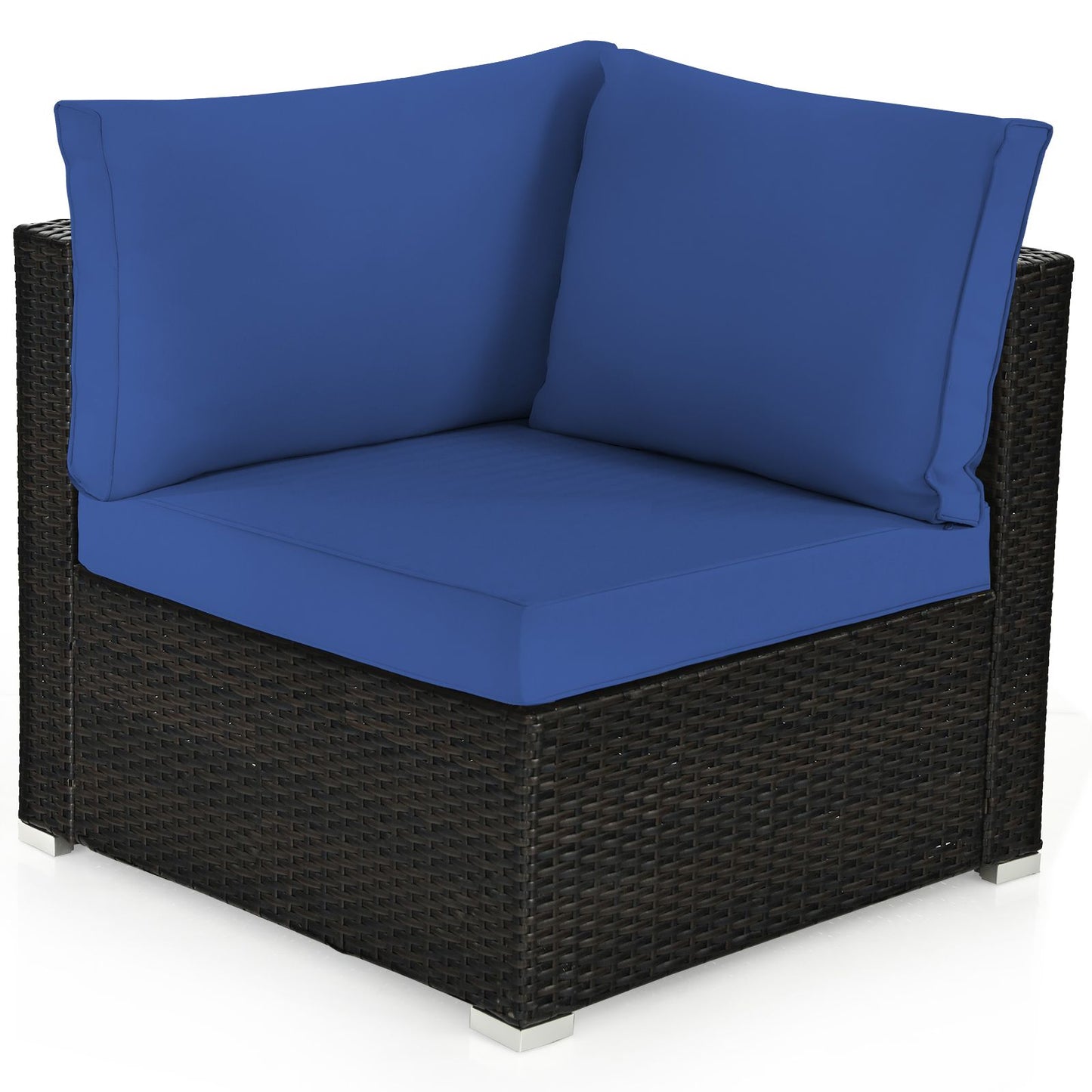 6 Piece Outdoor Rattan Sofa Set with Soft Seat and Back Cushions