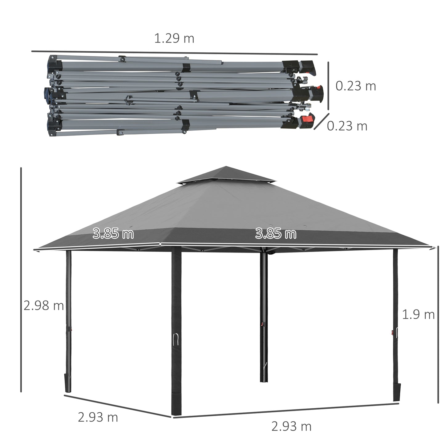 4 X 4M Outdoor Pop up Canopy Tent Gazebo W/ Steel Frame Adjustable Legs and Bag