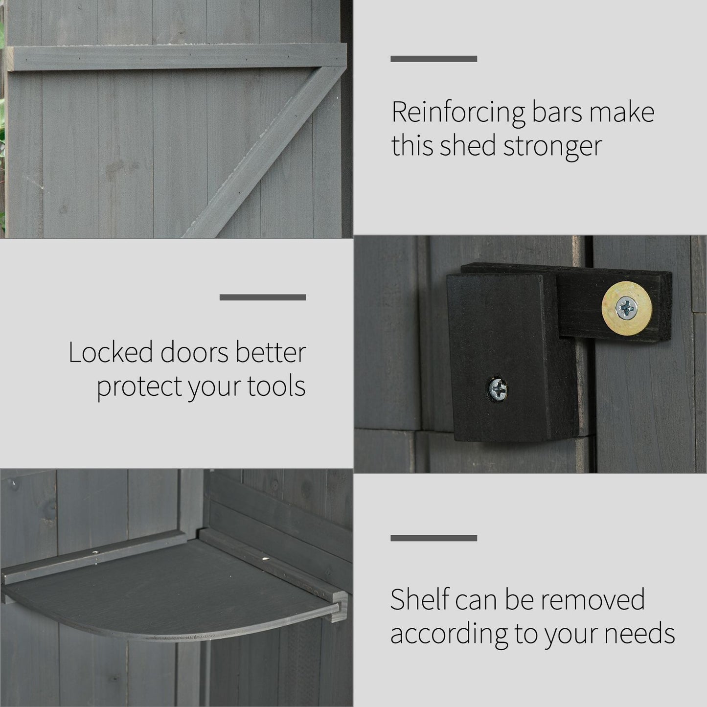 Garden Storage Shed 3 Utility Shelf Tool House W/ Asphalt Roof Lockabke Door