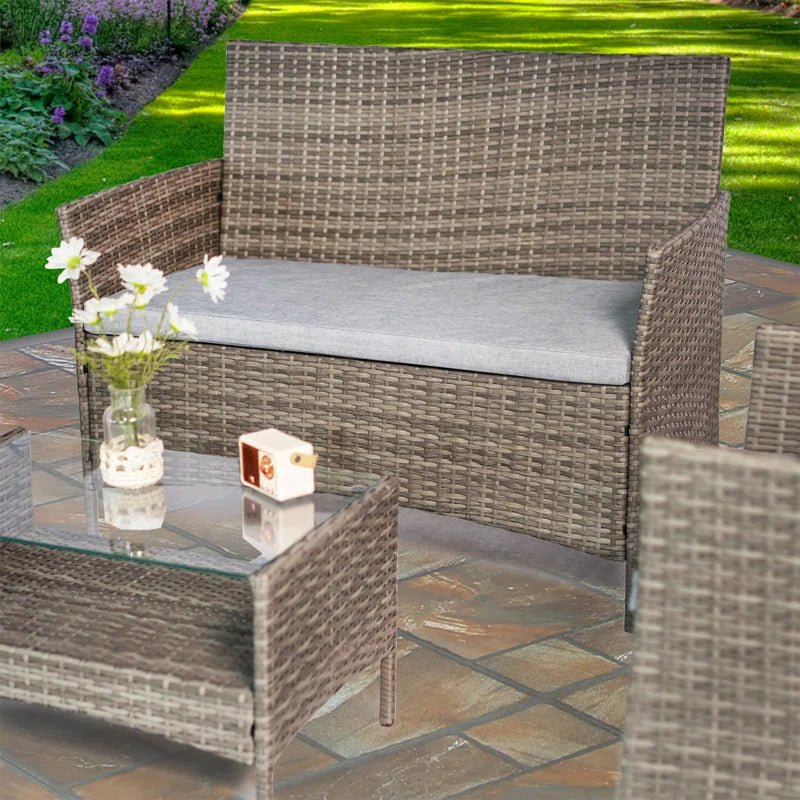 Twitchell Rattan 4 - Person Seating Group with Cushions