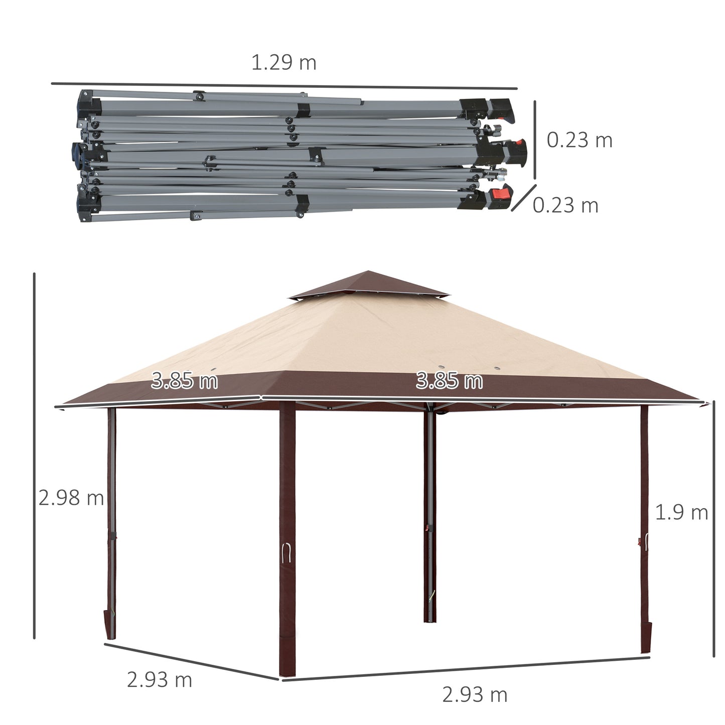 4 X 4M Outdoor Pop up Canopy Tent Gazebo W/ Steel Frame Adjustable Legs and Bag