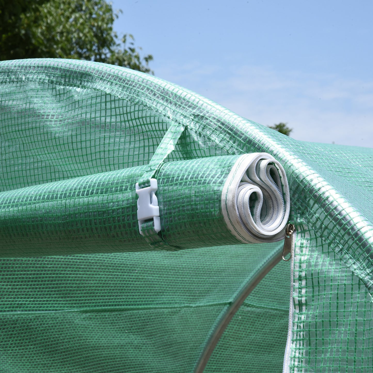 Greenhouse Polytunnel Flower Walk-In Shed Growing Steel Outdoor W/ Zipped Door