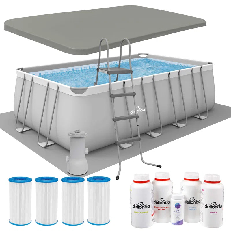 Plastic Rectangle Frame Set Pool 122Cm H X 305Cm W X 549Cm L , with Pump Included