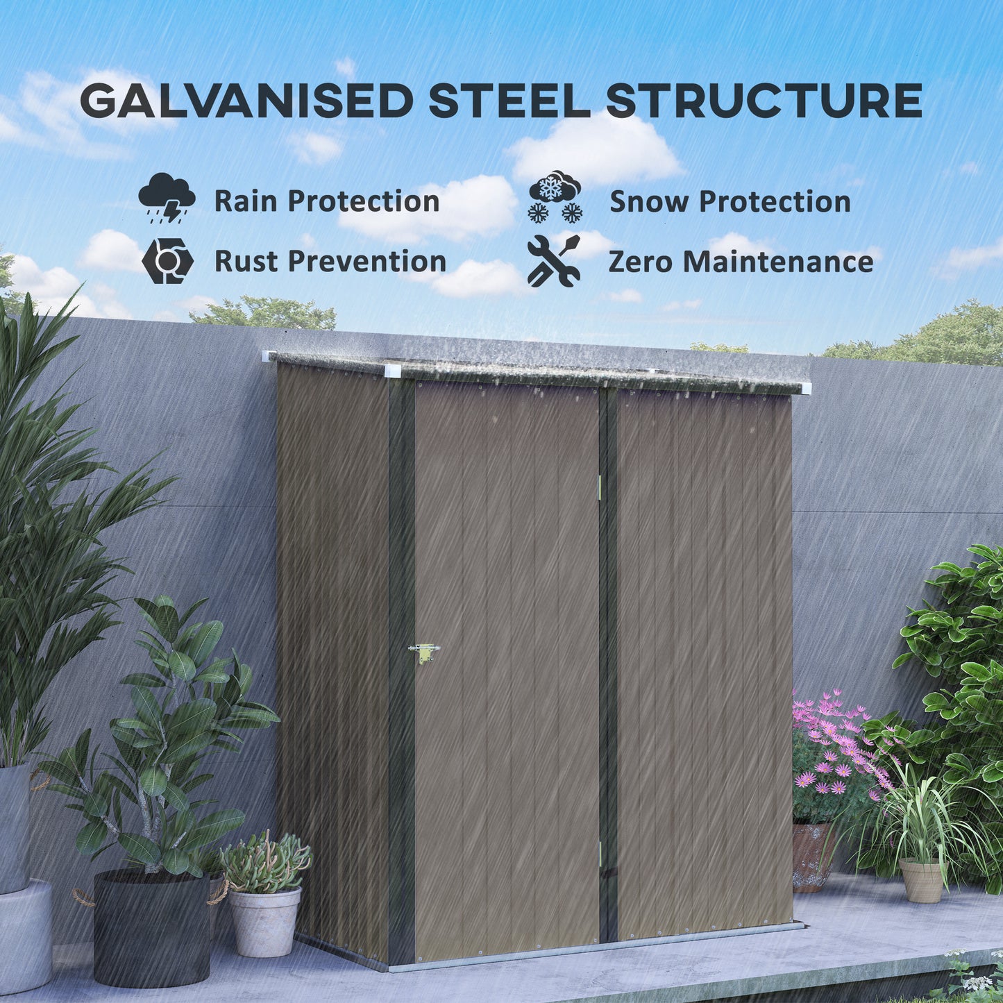Outdoor Storage Shed Steel Garden Shed W/ Lockable Door for Garden