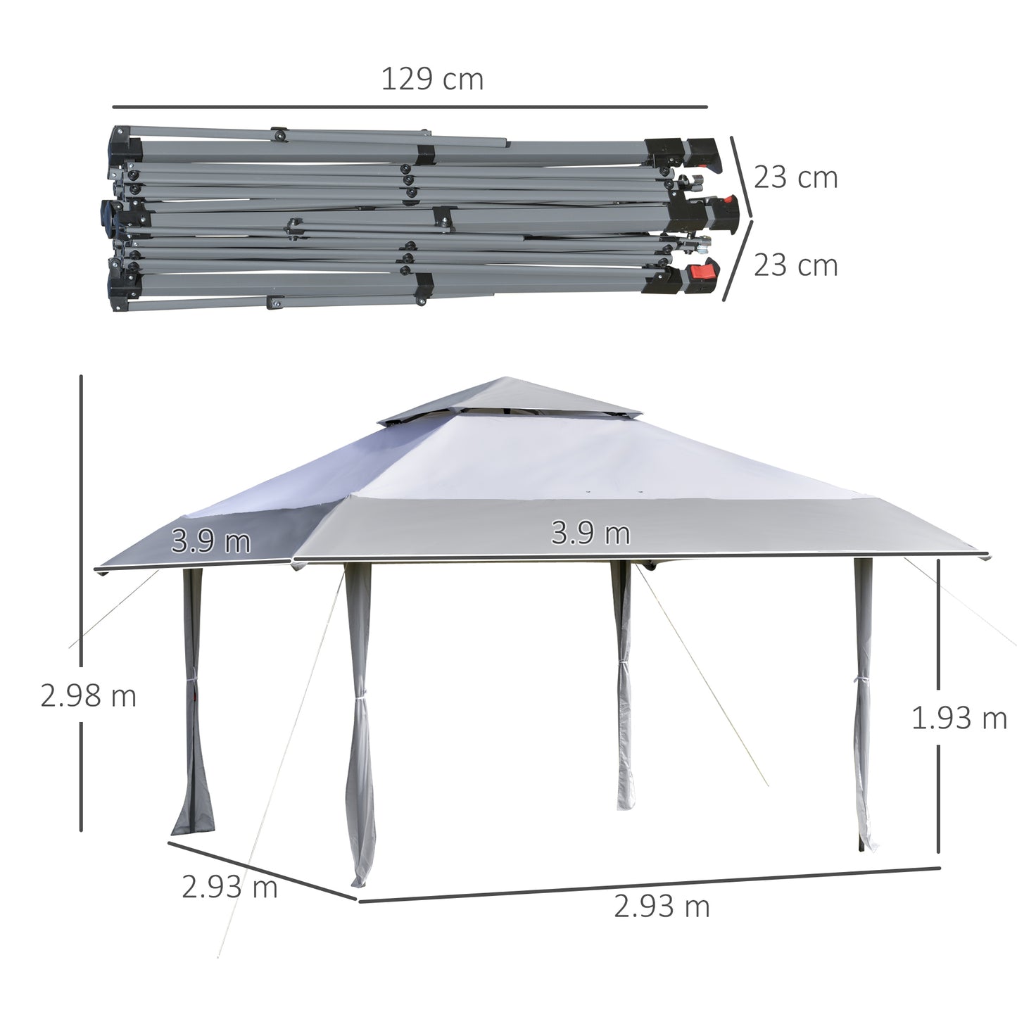 4 X 4M Outdoor Pop up Canopy Tent Gazebo W/ Steel Frame Adjustable Legs and Bag