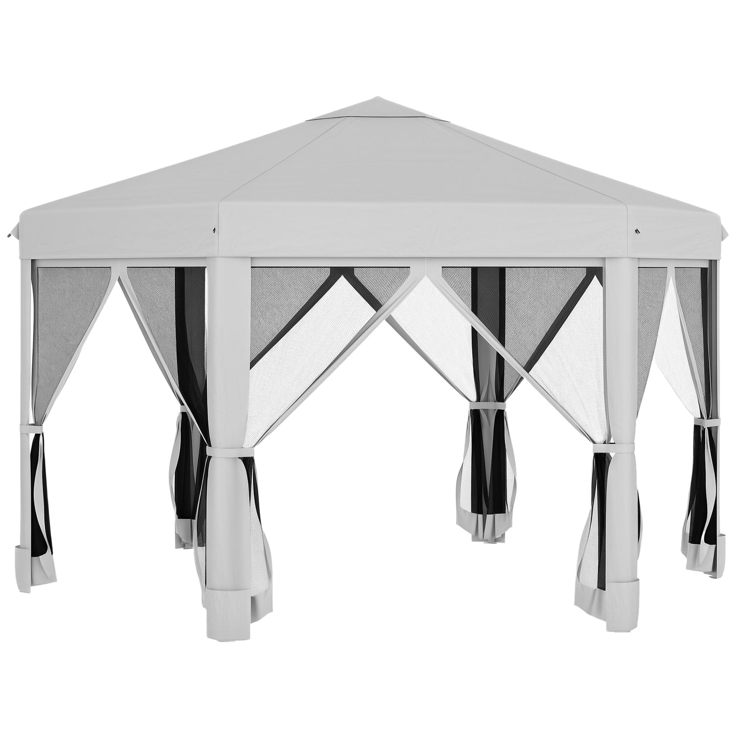 3.2M Outdoor Pop up Gazebo Hexagonal Canopy Tent with Mesh Sidewalls Handy Bag
