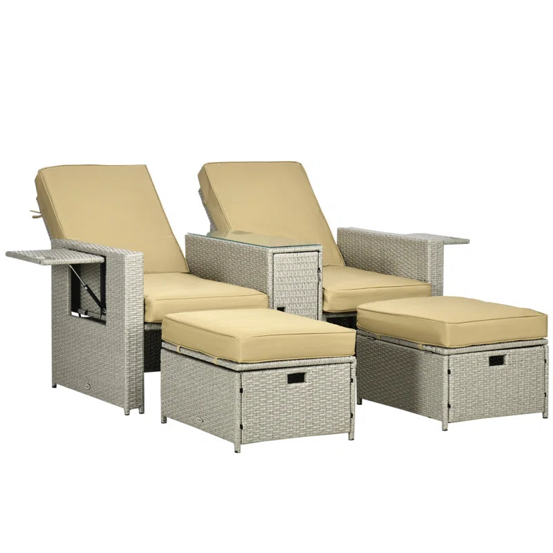 Latton Rattan 2 - Person Seating Group with Cushions