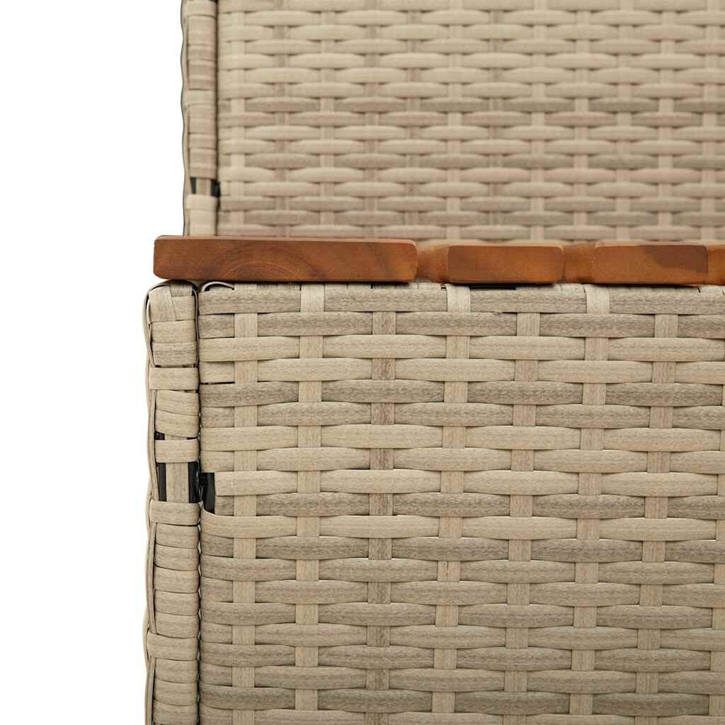 Hot Tub Step Beige 50X50X50.5 Cm Poly Rattan and Solid Acacia