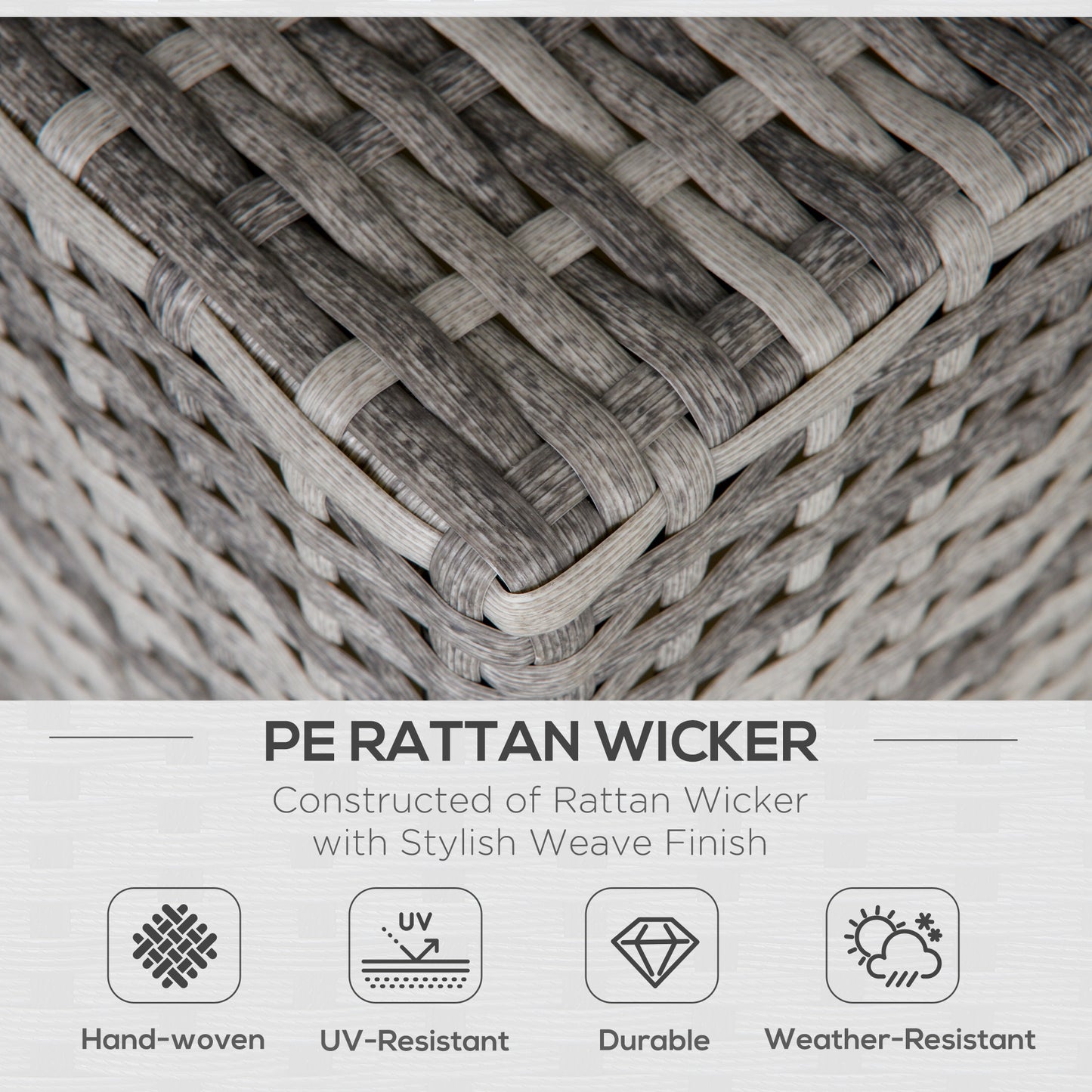 Garden Outdoor Rattan Corner Sofa,Single Sofa,Coffee Table Grey/Deep Grey