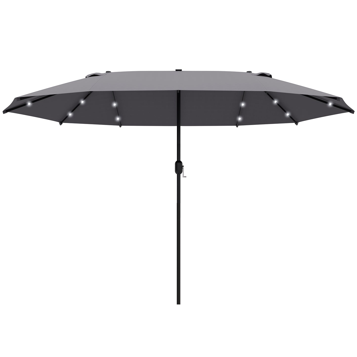 4.4M Double-Sided Sun Umbrella Patio Parasol with LED Solar Lights for Garden