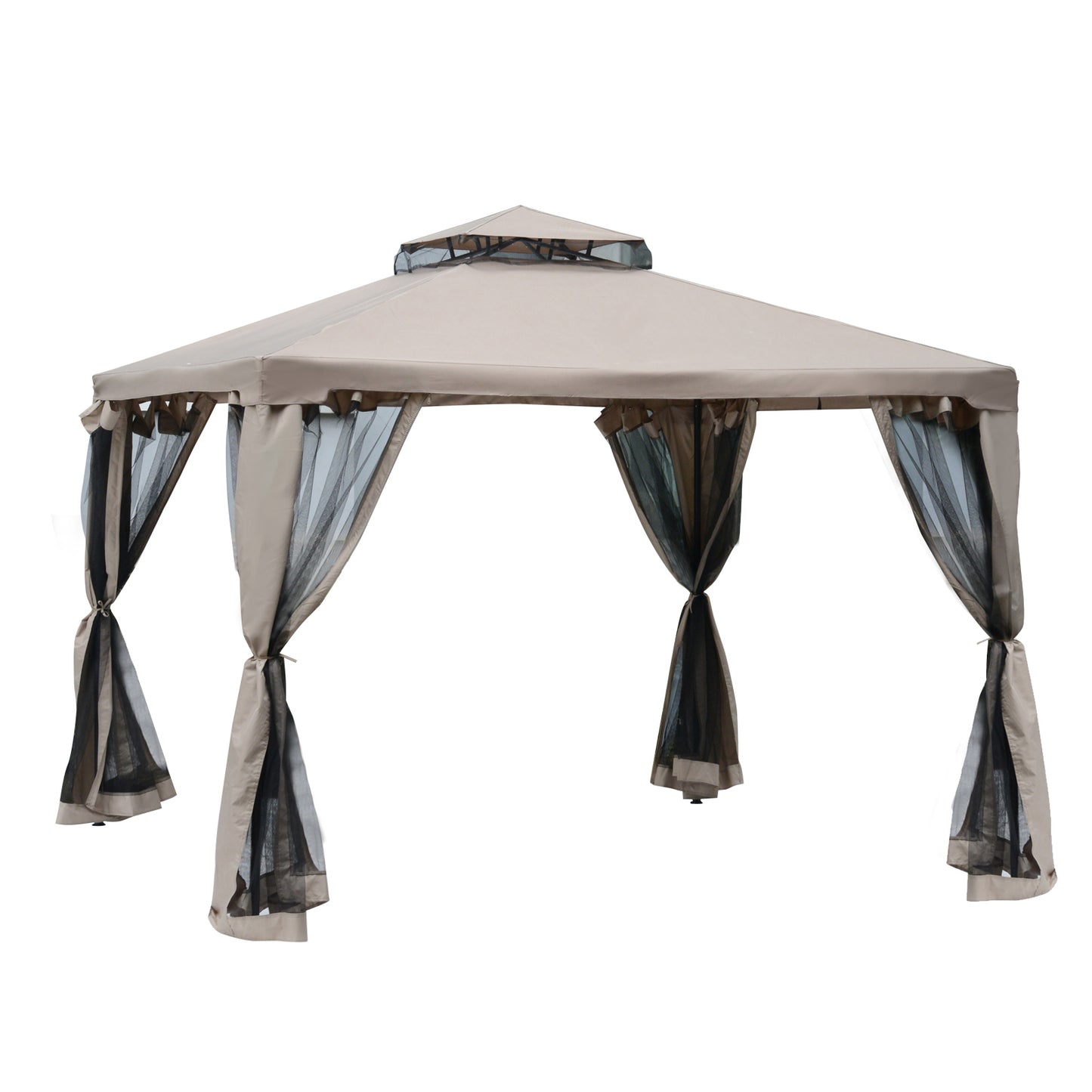 3 X 3(M) Metal Gazebo Outdoor 2-Tier Roof Marquee Party Tent with Netting