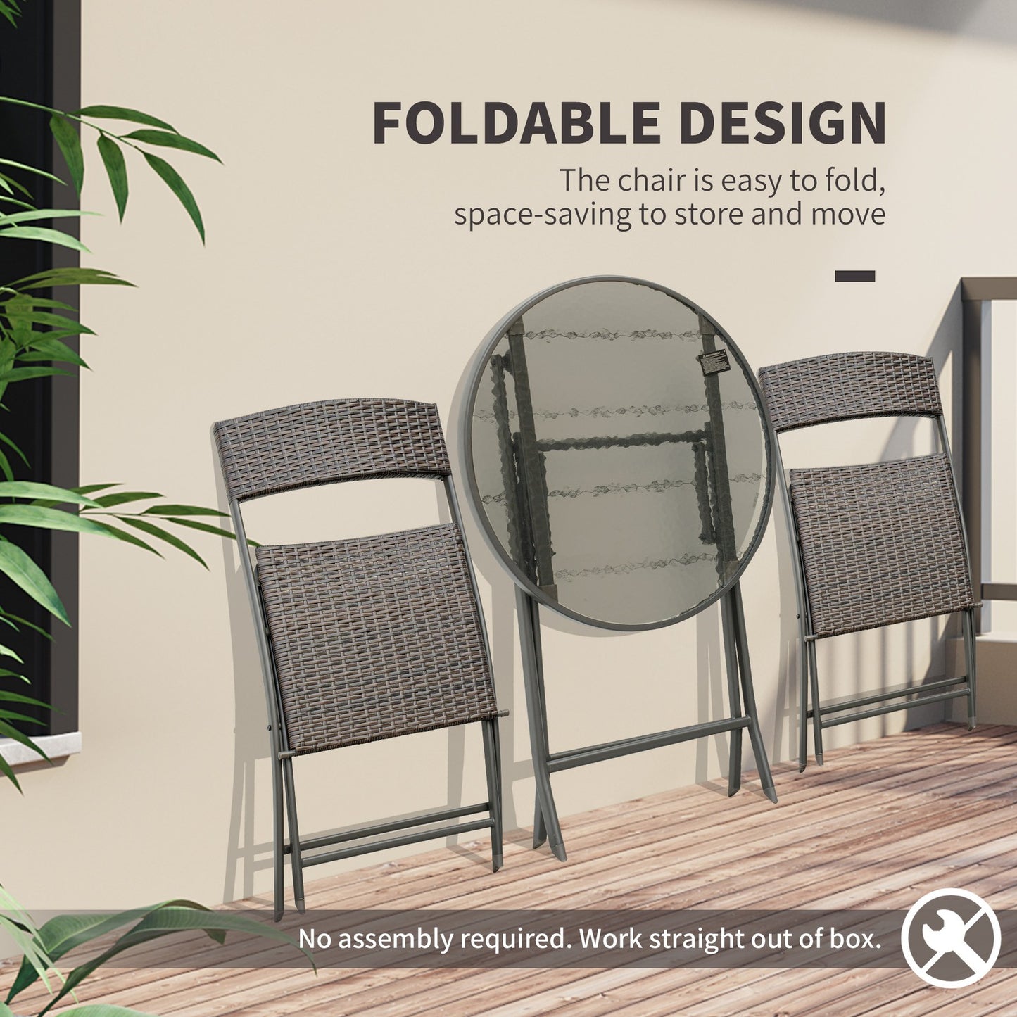 3 Pieces Bistro Set Rattan Furniture Garden Patio Square Table Steel Brown