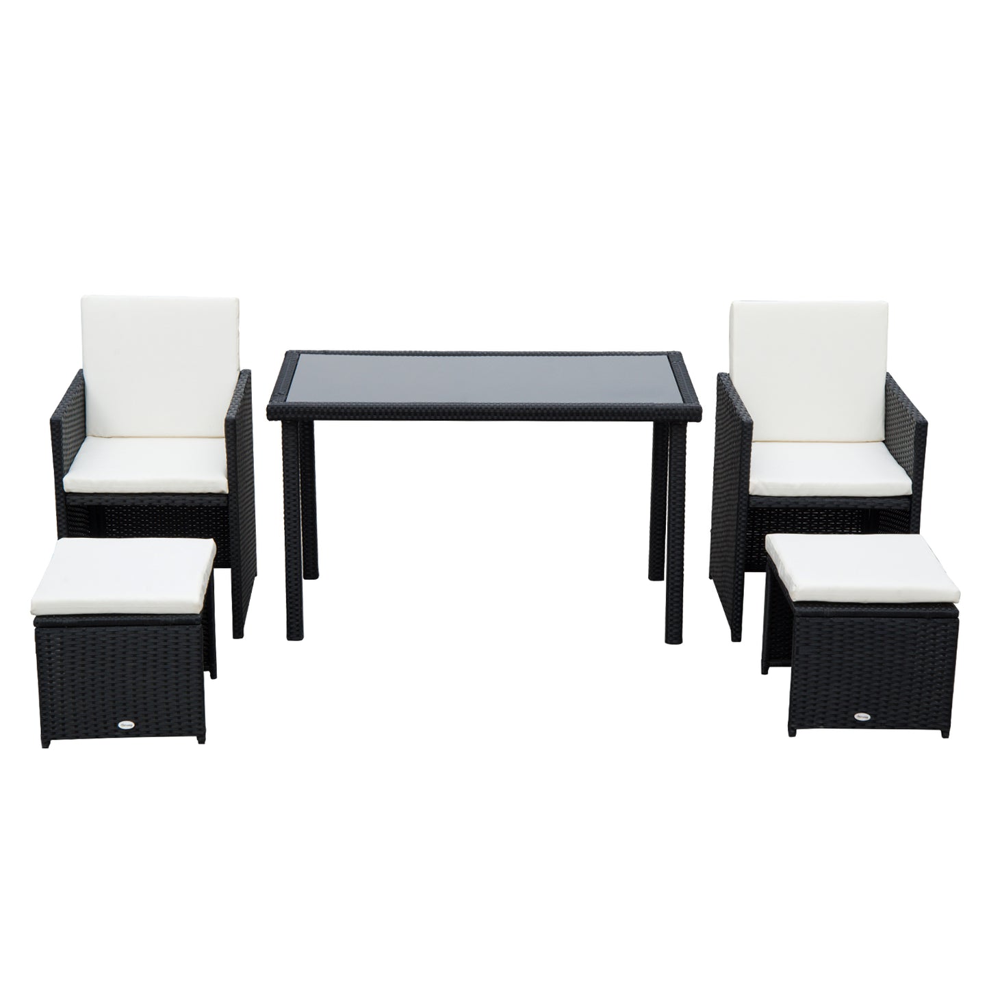 5 Pcs Rattan Garden Sofa Set Wicker Furniture Set with Cushion Footrest