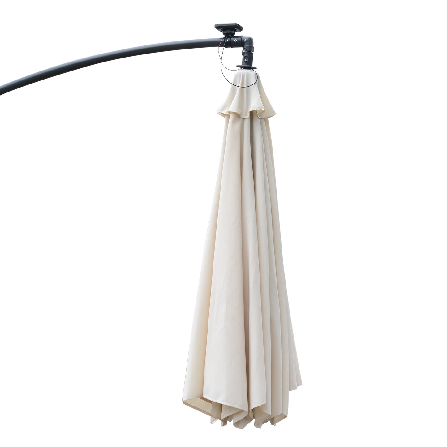 3(M) LED Patio Banana Umbrella Cantilever Parasol W/ Solar Lights Crank Handle