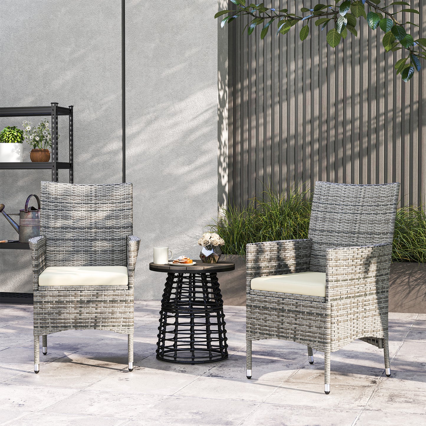 Rattan Chair Patio Sofa Chairs Set Cushioned Outdoor Rattan Furniture Armrests